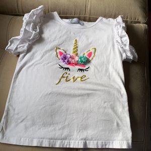 “five” unicorn birthday shirt